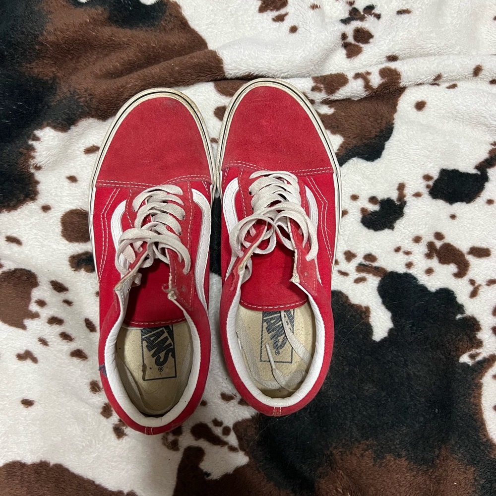 Vans Red and White Canvas Shoes